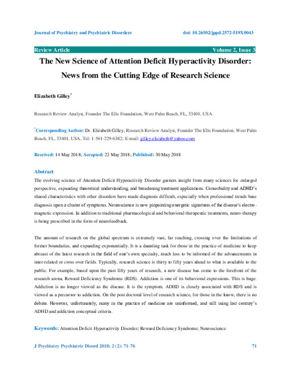(PDF) Pthe new science of attention deficit hyperactivity disorder news ...