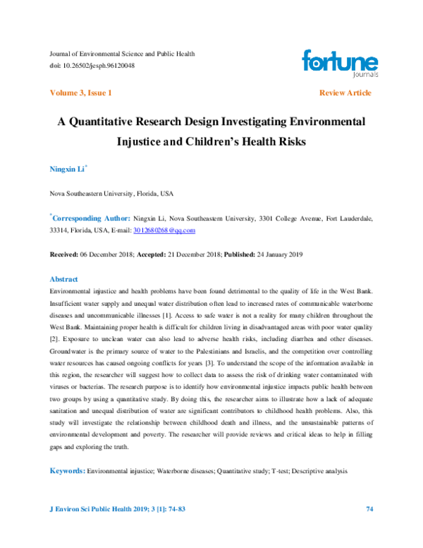 (PDF) A quantitative research design investigating environmental ...