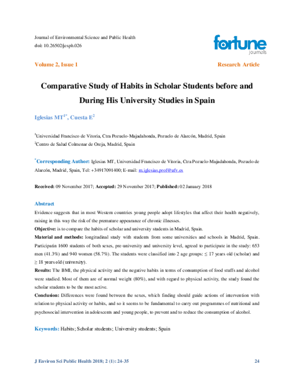 (PDF) Comparative study of habits in scholar students before and during ...