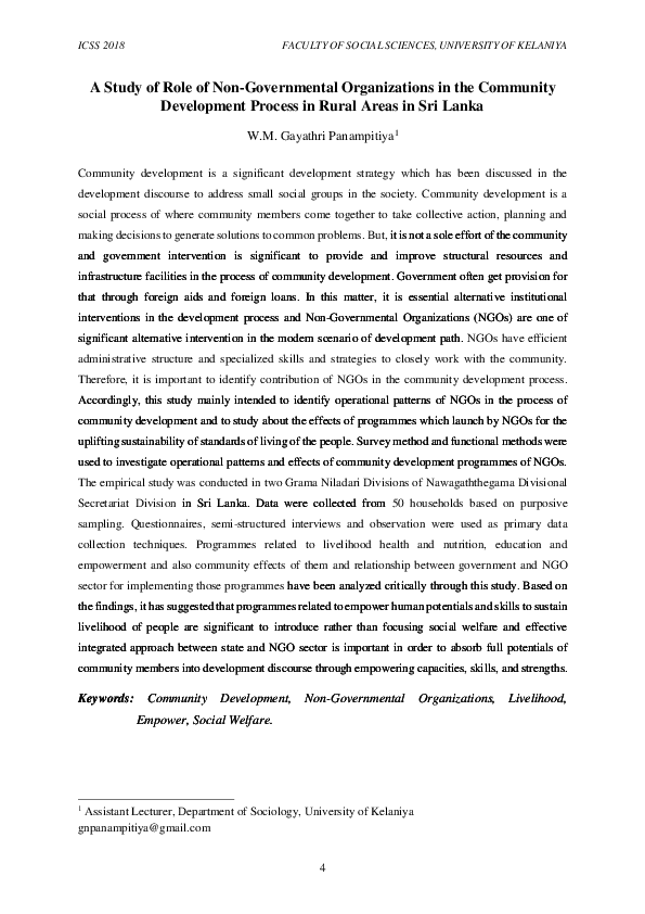 (PDF) A Study of Role of Non-Governmental Organizations in the ...