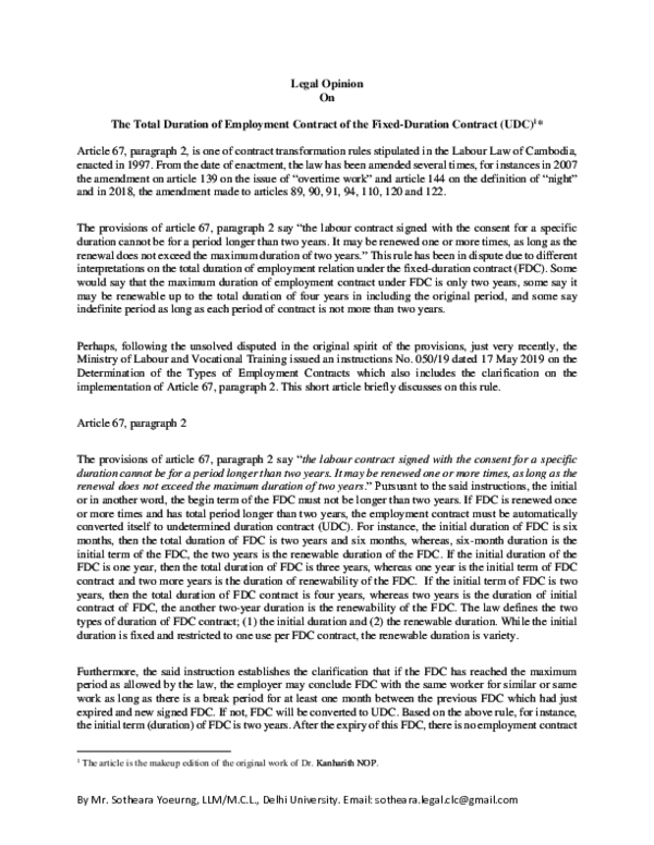 (PDF) Legal Opinion on the lenth of Fixed Duration Contract20190625