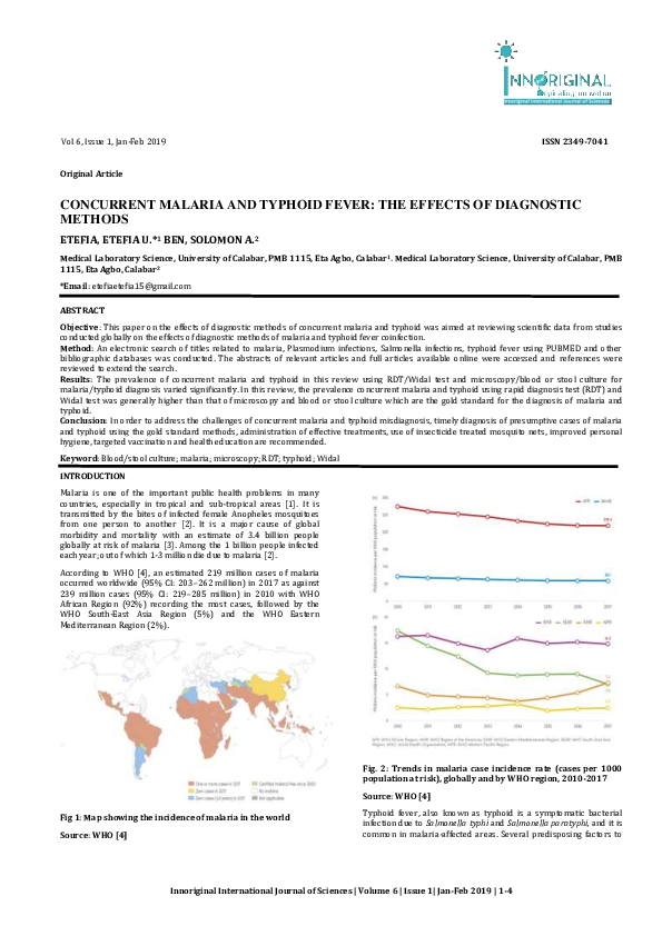 (PDF) CONCURRENT MALARIA AND TYPHOID FEVER: THE EFFECTS OF DIAGNOSTIC ...