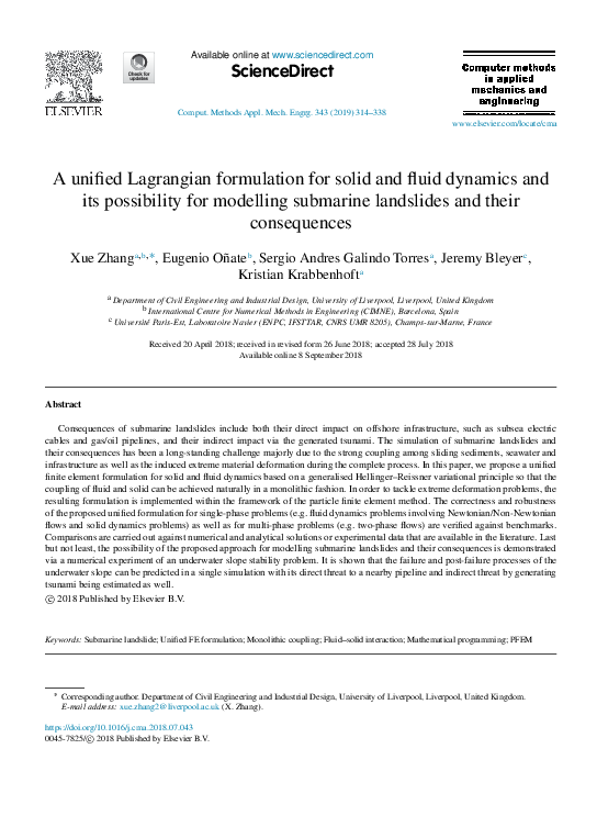 (PDF) ScienceDirect A unified Lagrangian formulation for solid and ...