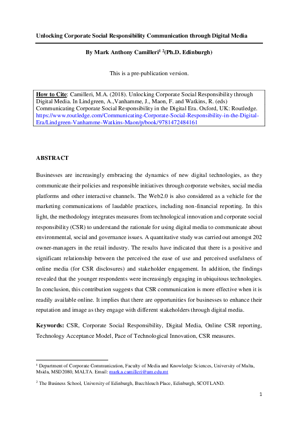 (PDF) Unlocking Corporate Social Responsibility Communication through ...