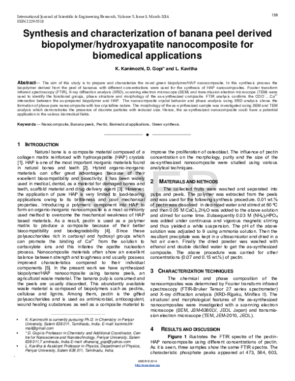 (PDF) Synthesis and characterization of banana peel derived biopolymer ...