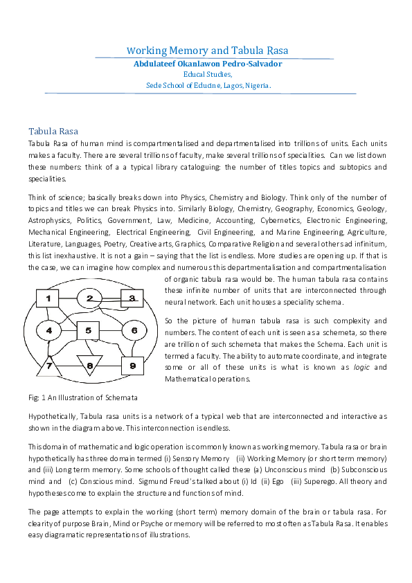 (PDF) Working Memory and Tabula Rasa