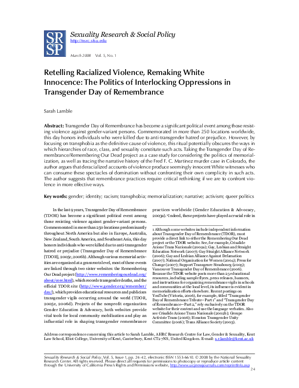 (PDF) Retelling Racialized Violence, Remaking White Innocence The