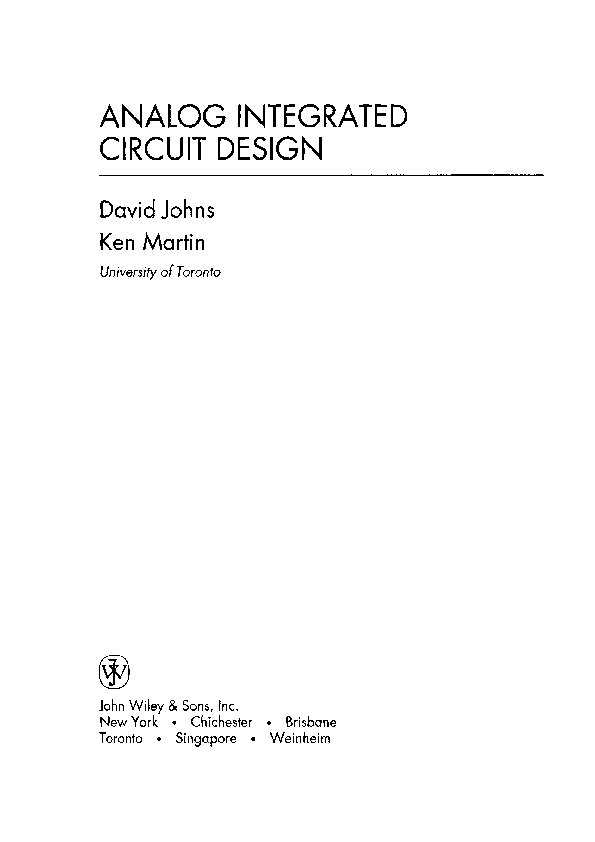 PDF) Analog Integrated Circuits Design (johns,martin1997), 44 OFF