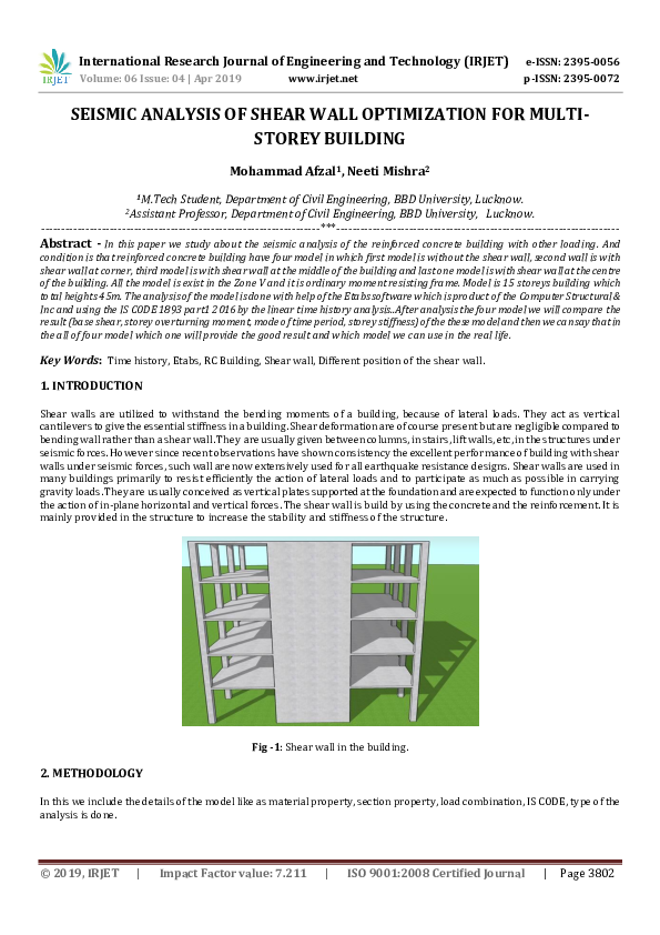 (PDF) SEISMIC ANALYSIS OF SHEAR WALL OPTIMIZATION FOR MULTI- STOREY ...
