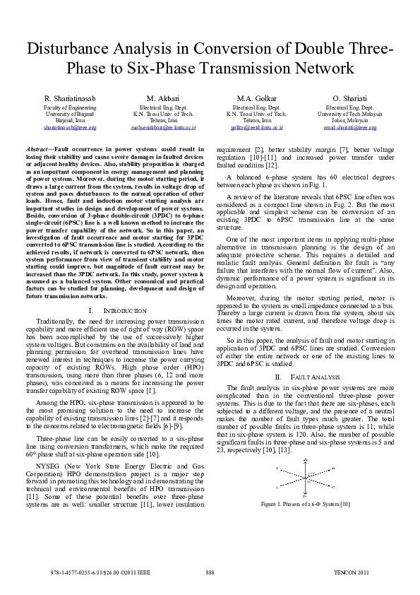 (PDF) Disturbance Analysis in Conversion of Double Three- Phase to Six ...