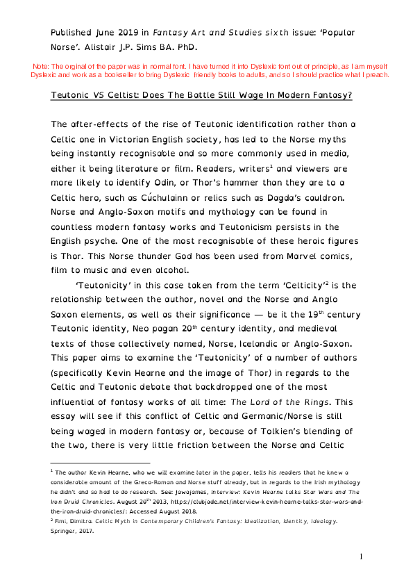 Teutonic V Celtist: Does The Battle Still Wage In Modern Fantasy?