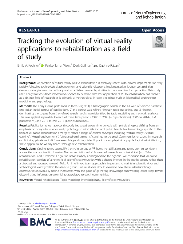 (PDF) Tracking the evolution of virtual reality applications to ...