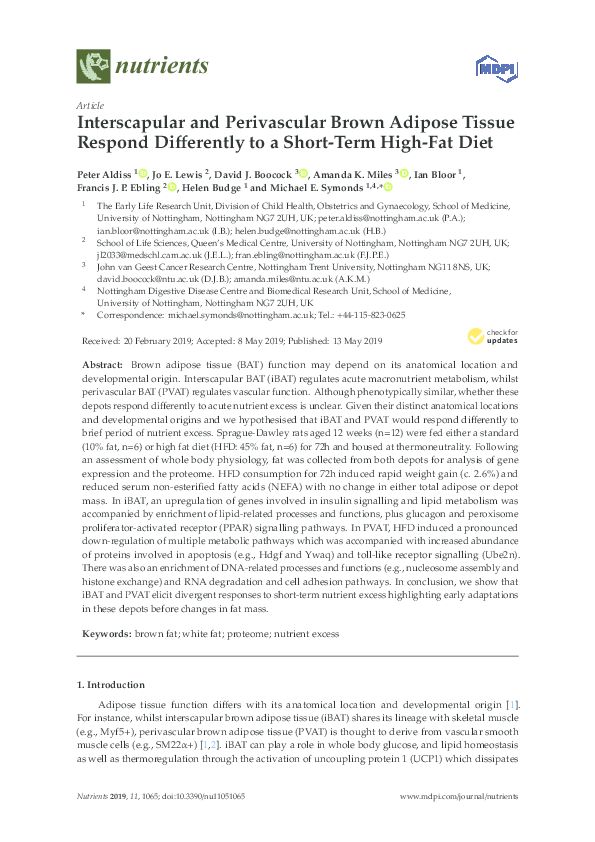 (PDF) Interscapular and Perivascular Brown Adipose Tissue Respond ...