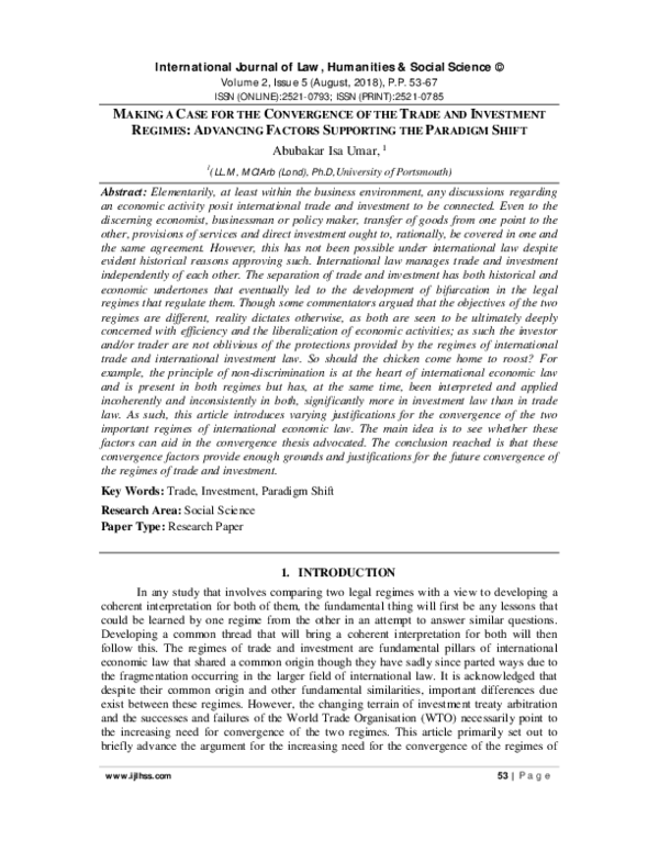 (PDF) MAKING A CASE FOR THE CONVERGENCE OF THE TRADE AND INVESTMENT