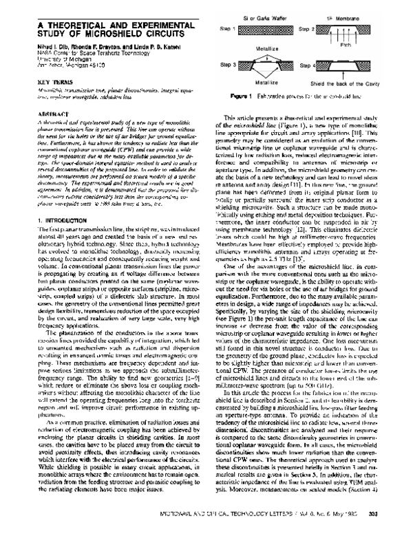 (PDF) A theoretical and experimental study of microshield circuits