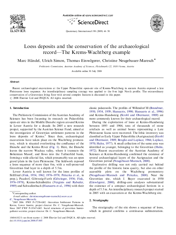 (PDF) Loess deposits and the conservation of the archaeological record