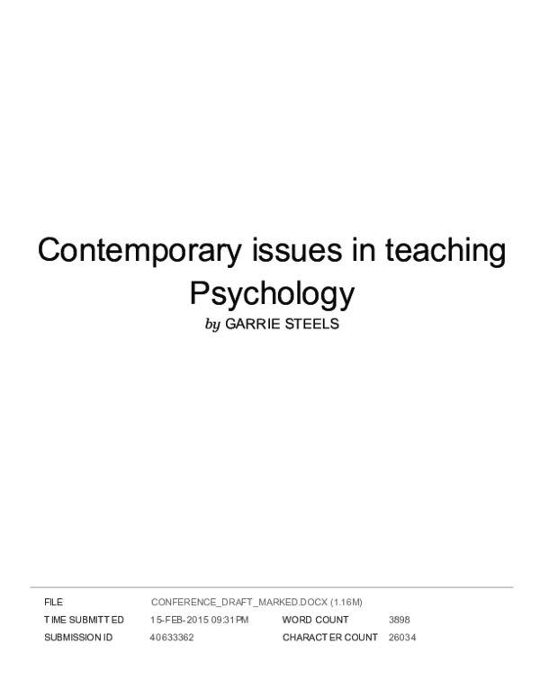 (PDF) Contemporary issues in teaching Psychology