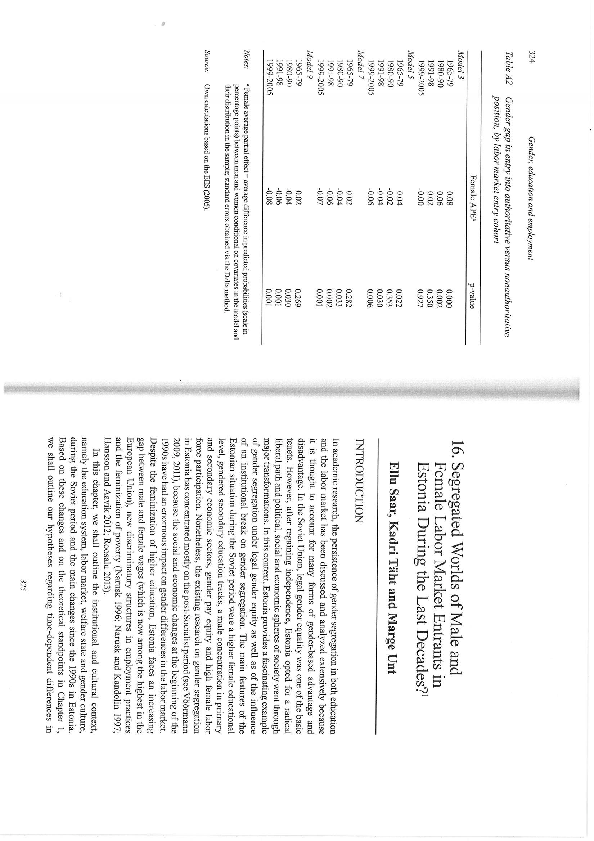 (PDF) Segregated worlds of male and female labor market entrants