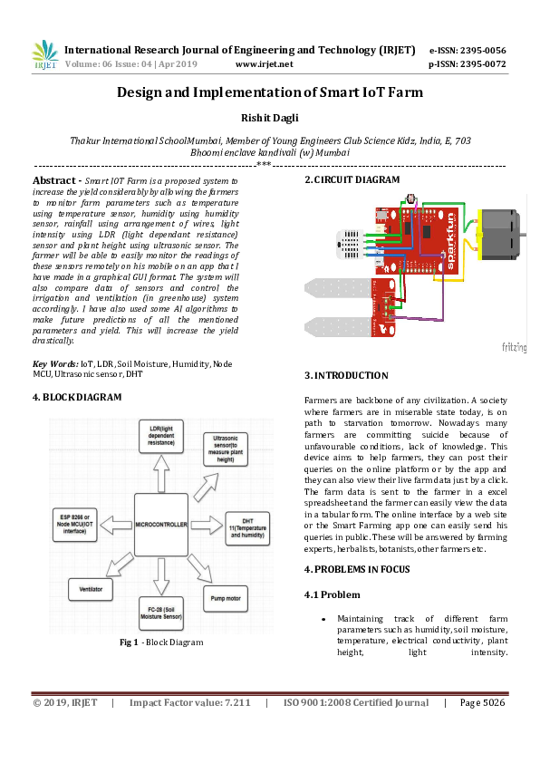 (PDF) IRJET- Design and Implementation of Smart IoT Farm