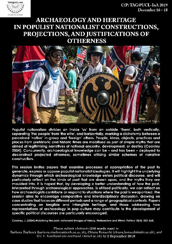 (PDF) CfP TAGUCLIoA 2019 Archaeology and Heritage in Populist