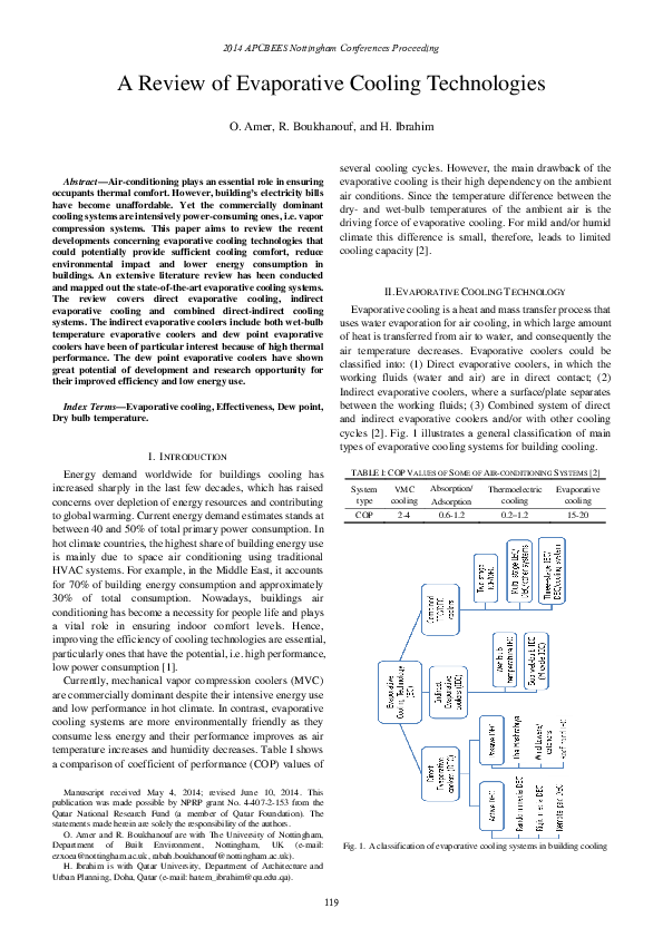 (PDF) A Review of Evaporative Cooling Technologies