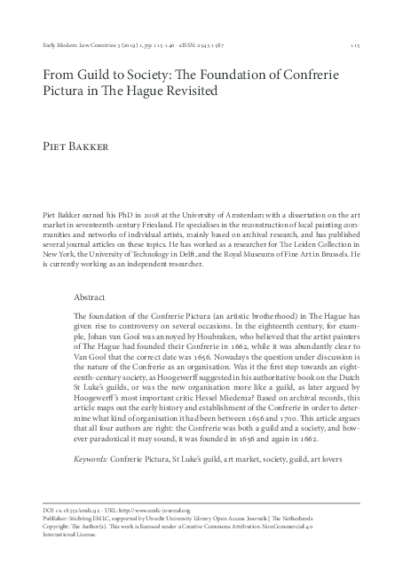 (PDF) From Guild to Society The Foundation of Confrerie Pictura in The