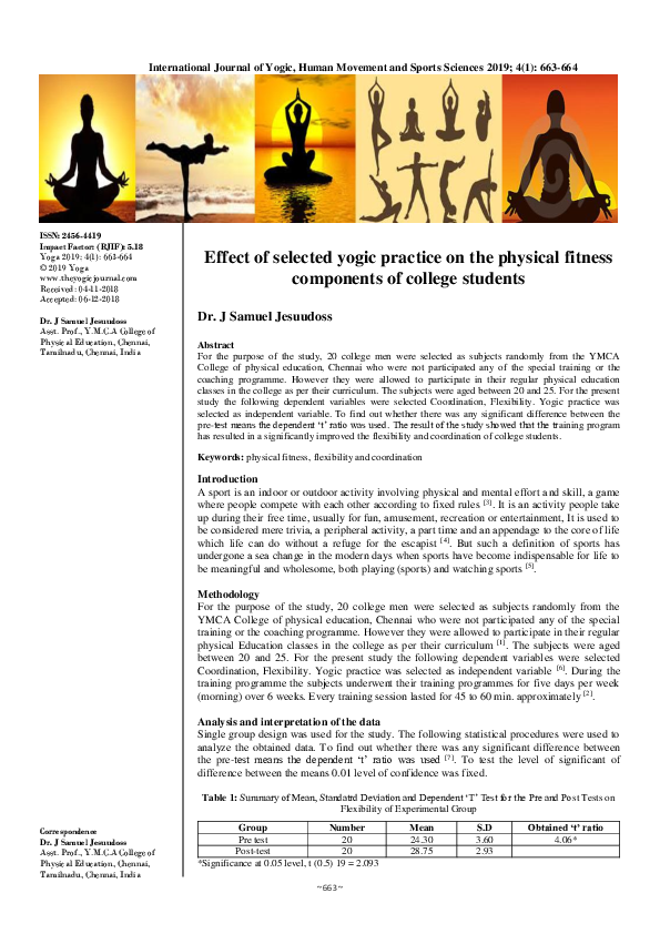 (PDF) Effect of selected yogic practice on the physical fitness ...