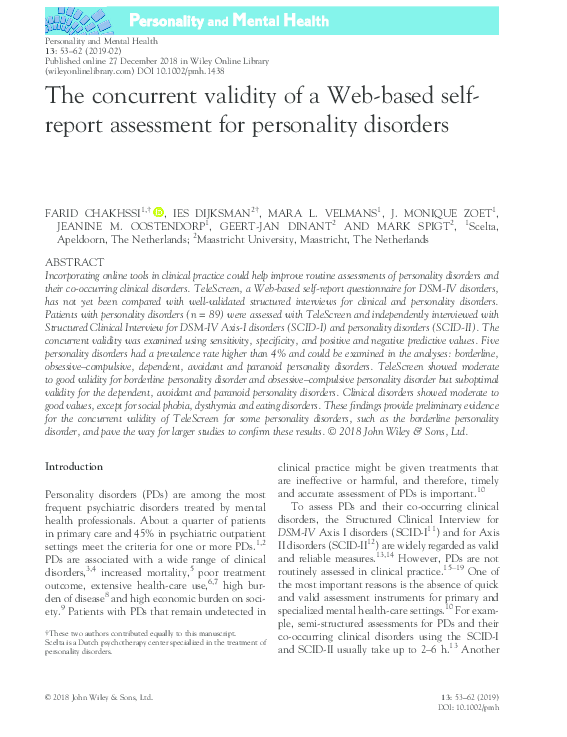 (PDF) The concurrent validity of a Web-based self- report assessment ...