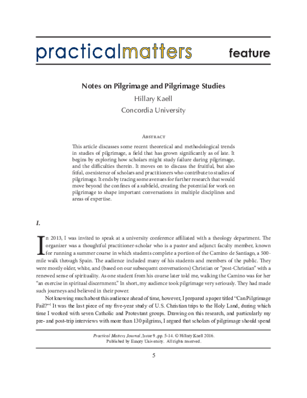 (PDF) feature Notes on Pilgrimage and Pilgrimage Studies