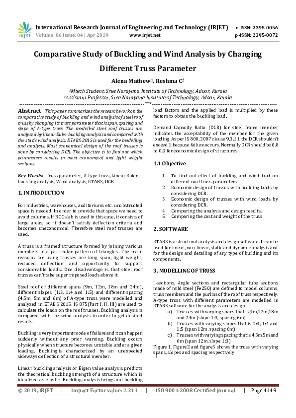 (PDF) IRJET- Comparative Study of Buckling and Wind Analysis by ...