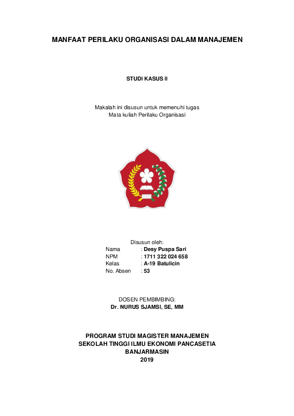 Doc Studi Kasus Manfaat Perilaku Organisasi Dalam Manajemen Bayu Saputera Academia Edu