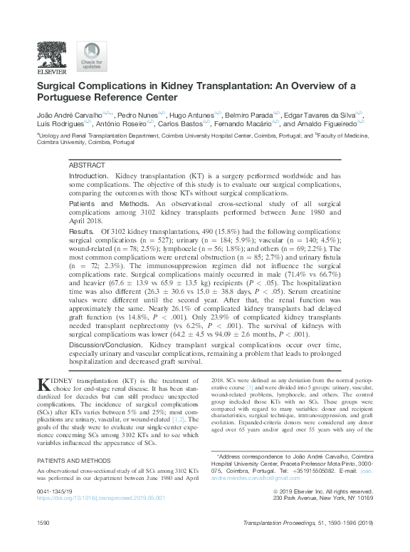 (PDF) Surgical Complications in Kidney Transplantation: An Overview of ...
