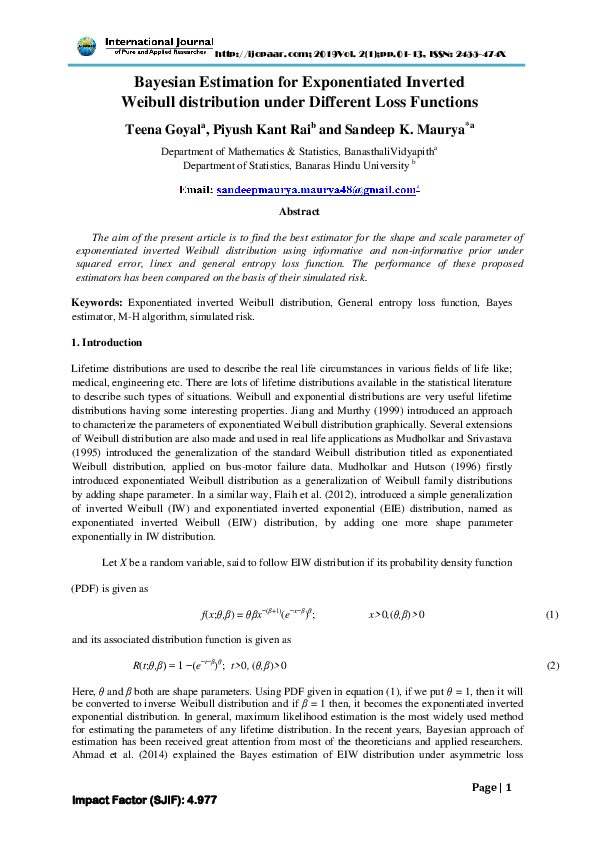 (PDF) Bayesian Estimation for Exponentiated Inverted Weibull ...