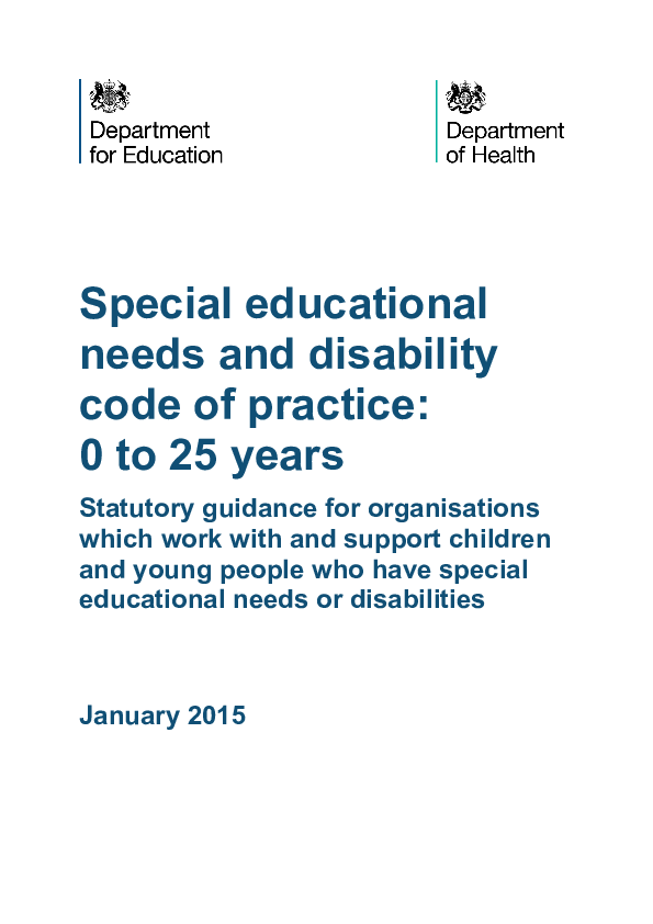 (PDF) Special educational needs and disability code of practice 0 to