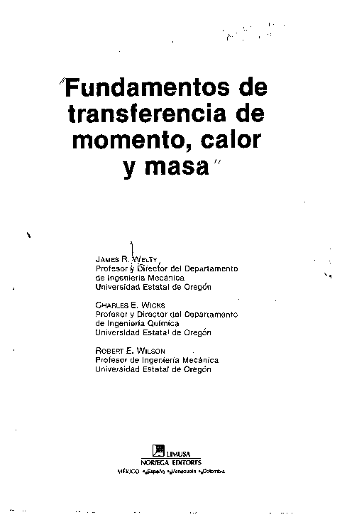  PDF Fundamentos De Transferencia De Momento Calor James R Welty 