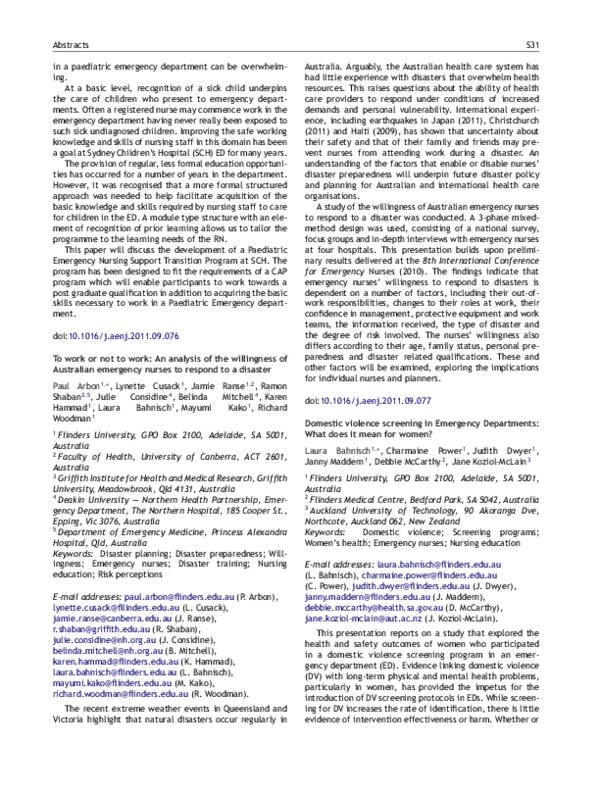 (PDF) Domestic violence screening in Emergency Departments What does