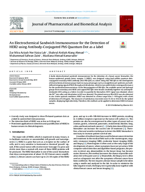 (PDF) An Electrochemical Sandwich Immunosensor for the Detection of ...