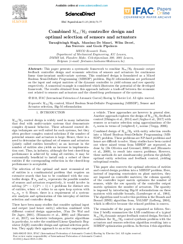 (PDF) Combined H∞/H2 controller design and optimal selection of sensors ...