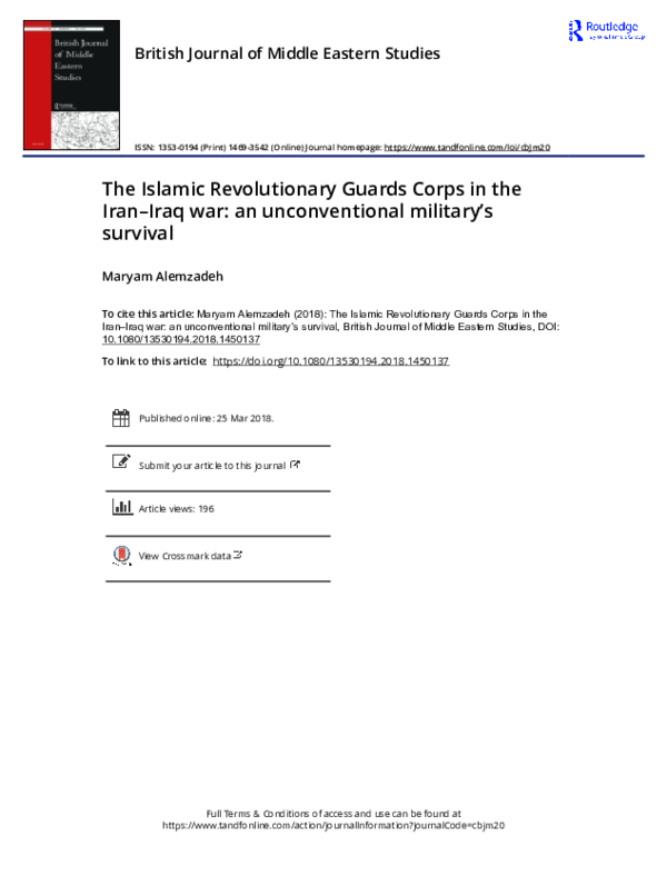 (PDF) The Islamic Revolutionary Guards Corps in the Iran–Iraq war: an ...