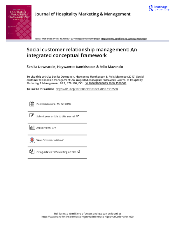 (PDF) Journal of Hospitality Marketing & Management Social customer
