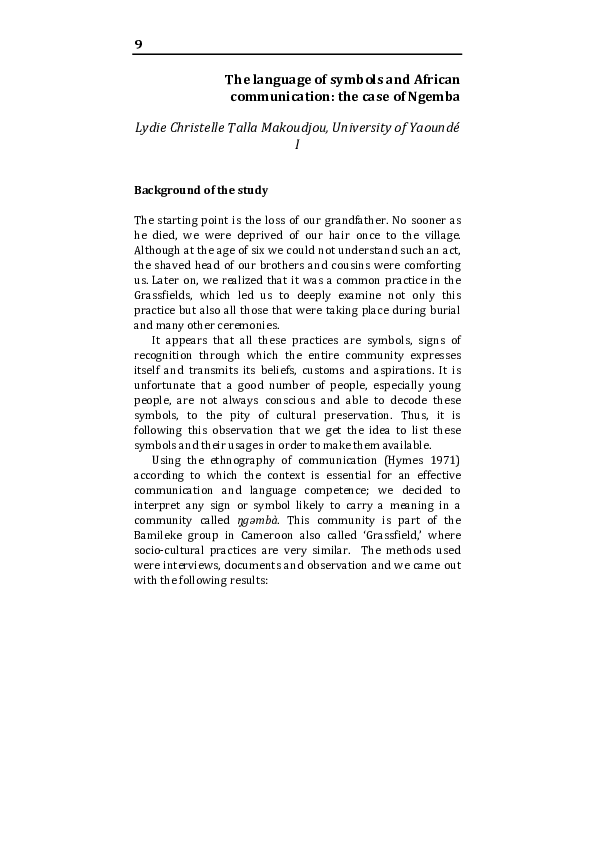 (PDF) The language of symbols and African communication: the case of Ngemba