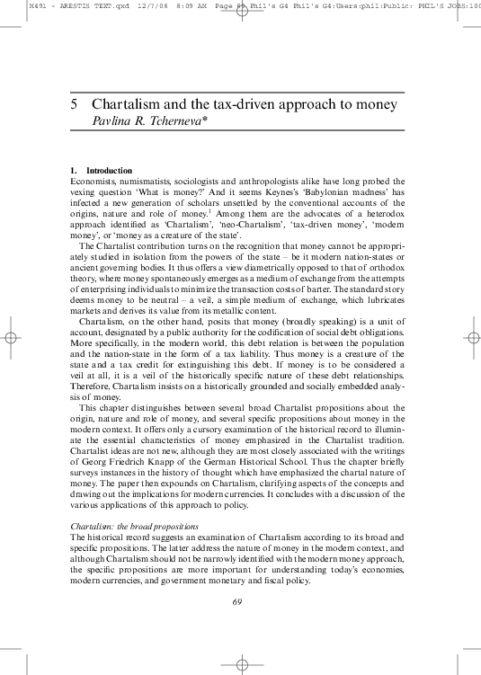 (PDF) 5 Chartalism and the tax-driven approach to money