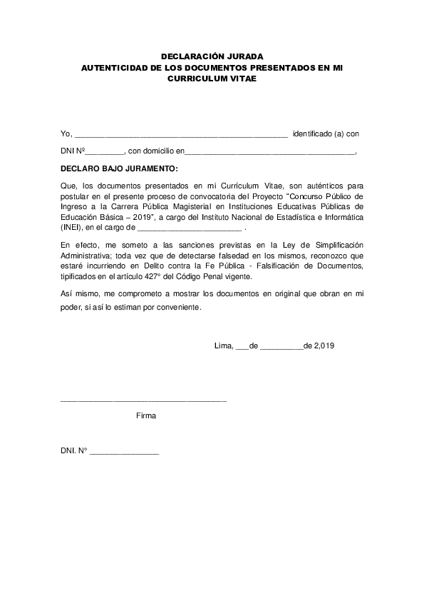 (PDF) Declaracion jurada de inei elida paola Academia.edu