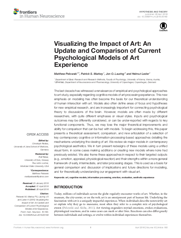 (PDF) Visualizing the Impact of Art An Update and Comparison of Current Psychological Models of