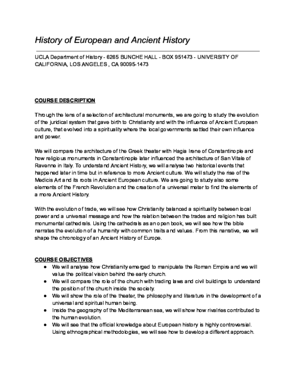 (PDF) History of European and Ancient History