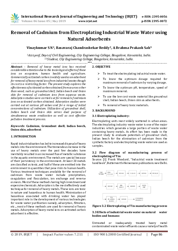 (PDF) IRJETRemoval of Cadmium from Electroplating Industrial Waste