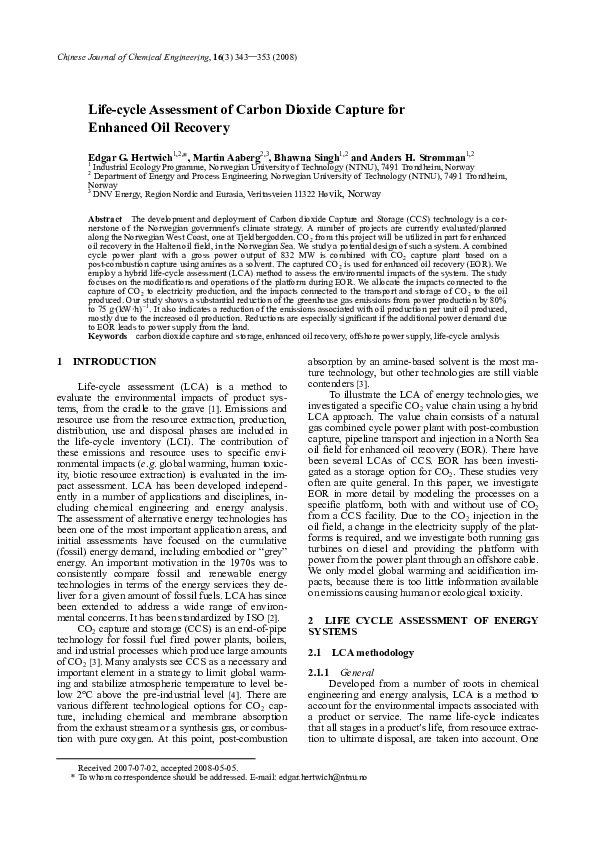 (PDF) Life-cycle Assessment of Carbon Dioxide Capture for Enhanced Oil ...