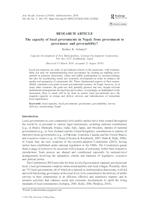 (PDF) The capacity of local governments in Nepal: from government to ...