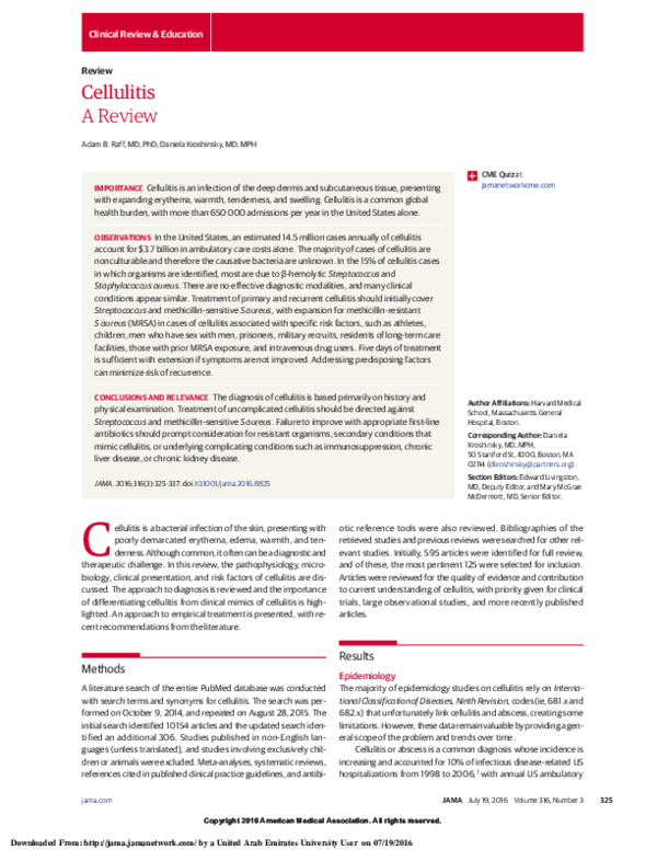 (PDF) Cellulitis A Review Clinical Review & Education Review