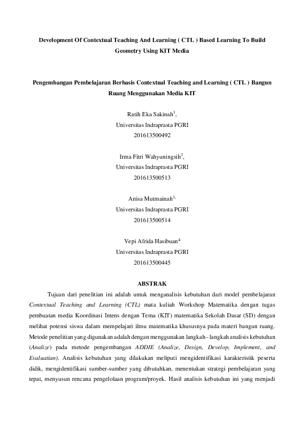 (DOC) Development Of Contextual Teaching And Learning ( CTL ) Based ...